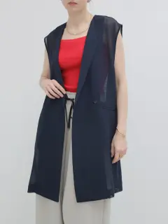 ヤマダヤ★Aga 上質 トレンチ ロング　ジレ ダークネイビー Agaのベスト/ジレの商品一覧｜ファッション通販のYAMADAYA STORE