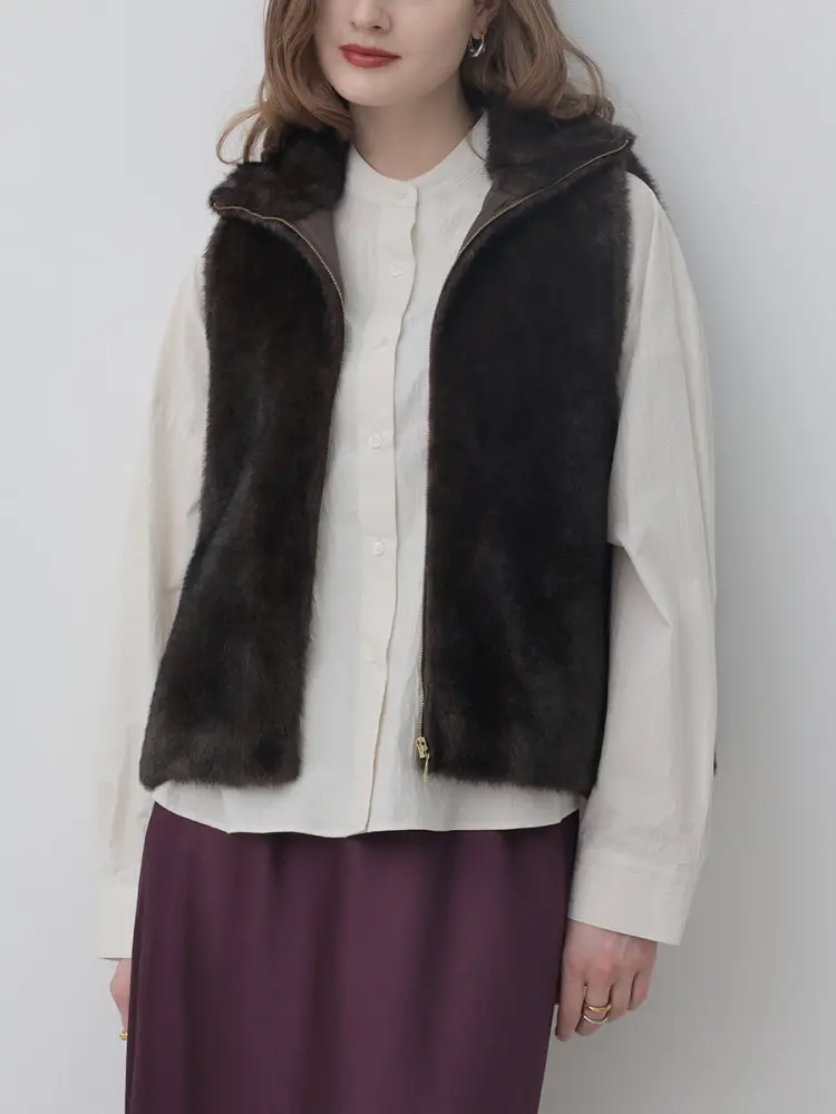 【新品】Agaフェイクファーベスト フェイクファージップベスト - Aga - Aga｜YAMADAYA STORE