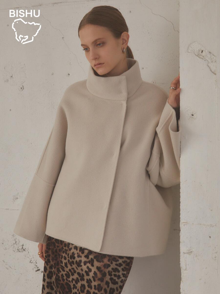 【尾州】Super 140`s beaver Stand-collar Coat