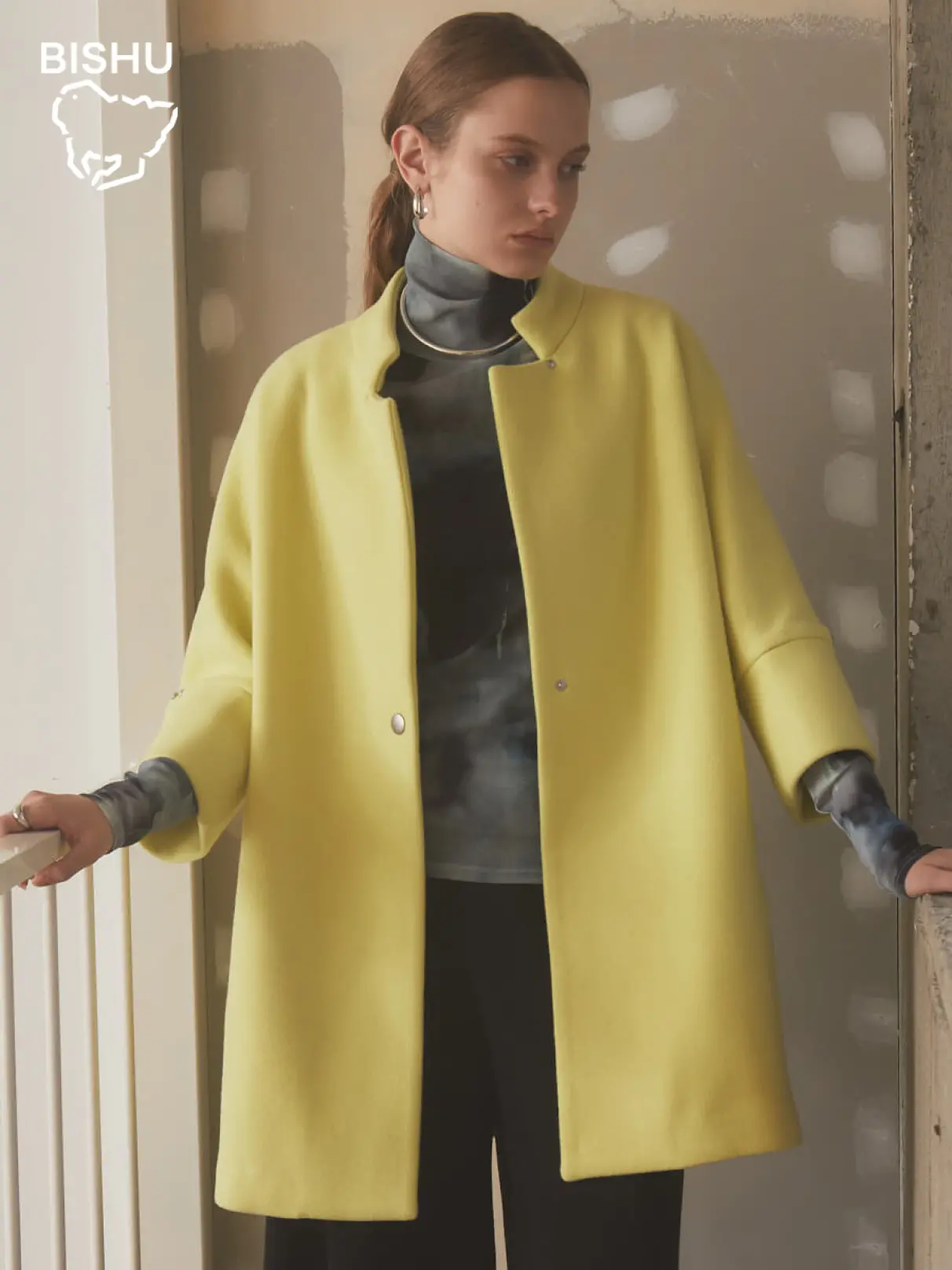 新品☆Aga+　ダブルメルトンコクーンコート アーガ Aga ダブルメルトンコクーンコート （キミドリ） -ファッション