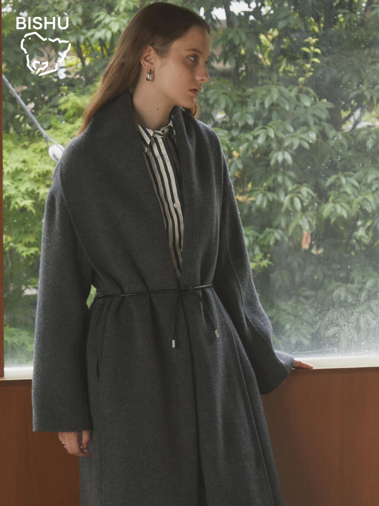 尾州】Double beaver Long Gown Coat - Aga - Aga｜YAMADAYA STORE
