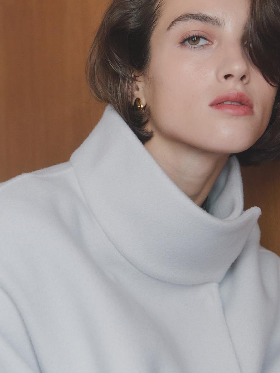 尾州】Double Melton Standcollar Short Coat - Aga - Aga｜YAMADAYA STORE