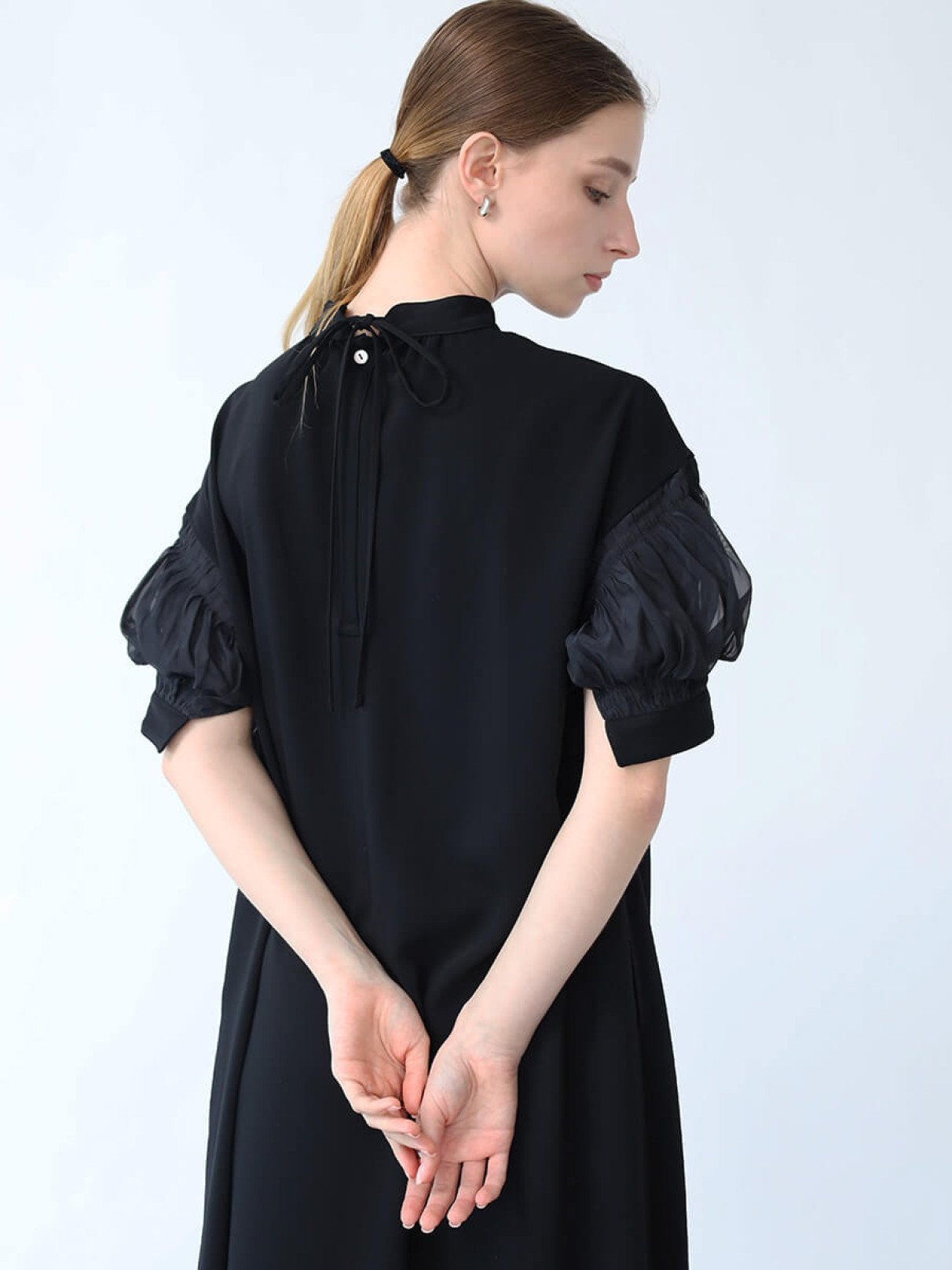 オーガンジースリーブワンピース - Aga Black - Aga｜YAMADAYA STORE 