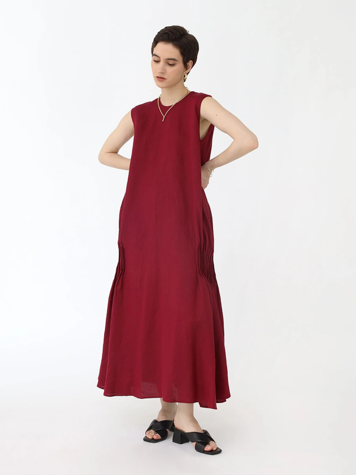 ワンピース(125490) サイドピンタックロングワンピース - Aga - Aga｜YAMADAYA STORE