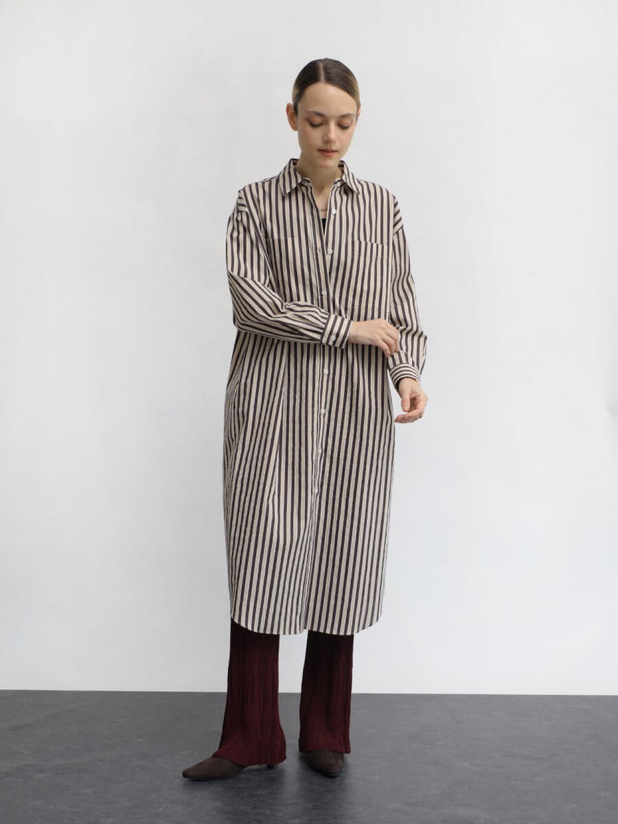 バイカラーストライプシャツワンピース - Aga - Aga｜YAMADAYA STORE