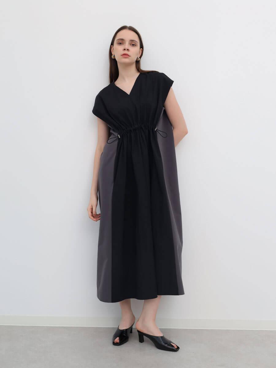 異素材切替ストレッチタフタワンピース - Aga - Aga｜YAMADAYA STORE
