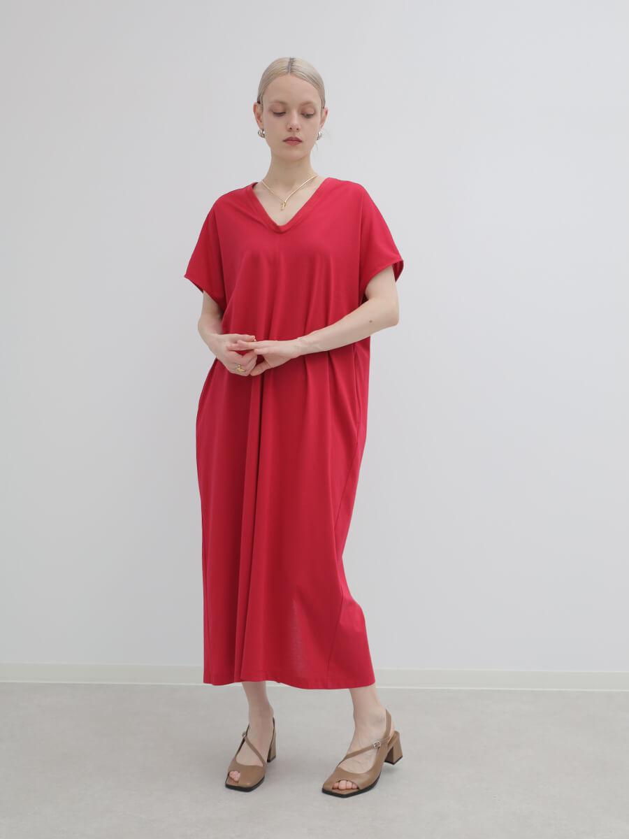Vネックジャージーワンピース - Aga×NORITAKE - Aga｜YAMADAYA STORE