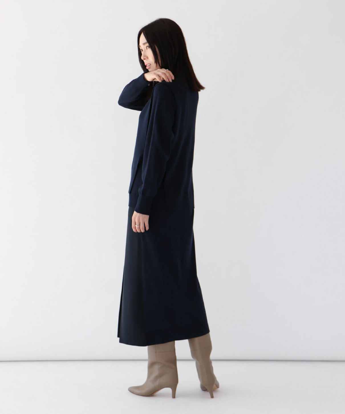 ベスト付き異素材ドッキングニットワンピース Aga Yamadaya Onlinestore