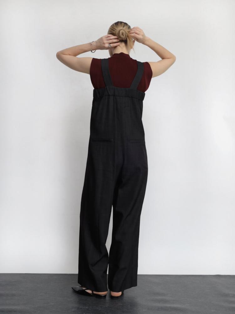 ayuccho 　LASUD　黒 サロペット レディース ラシュッド LASUD シアードッキングワイドサロペット （ブラック