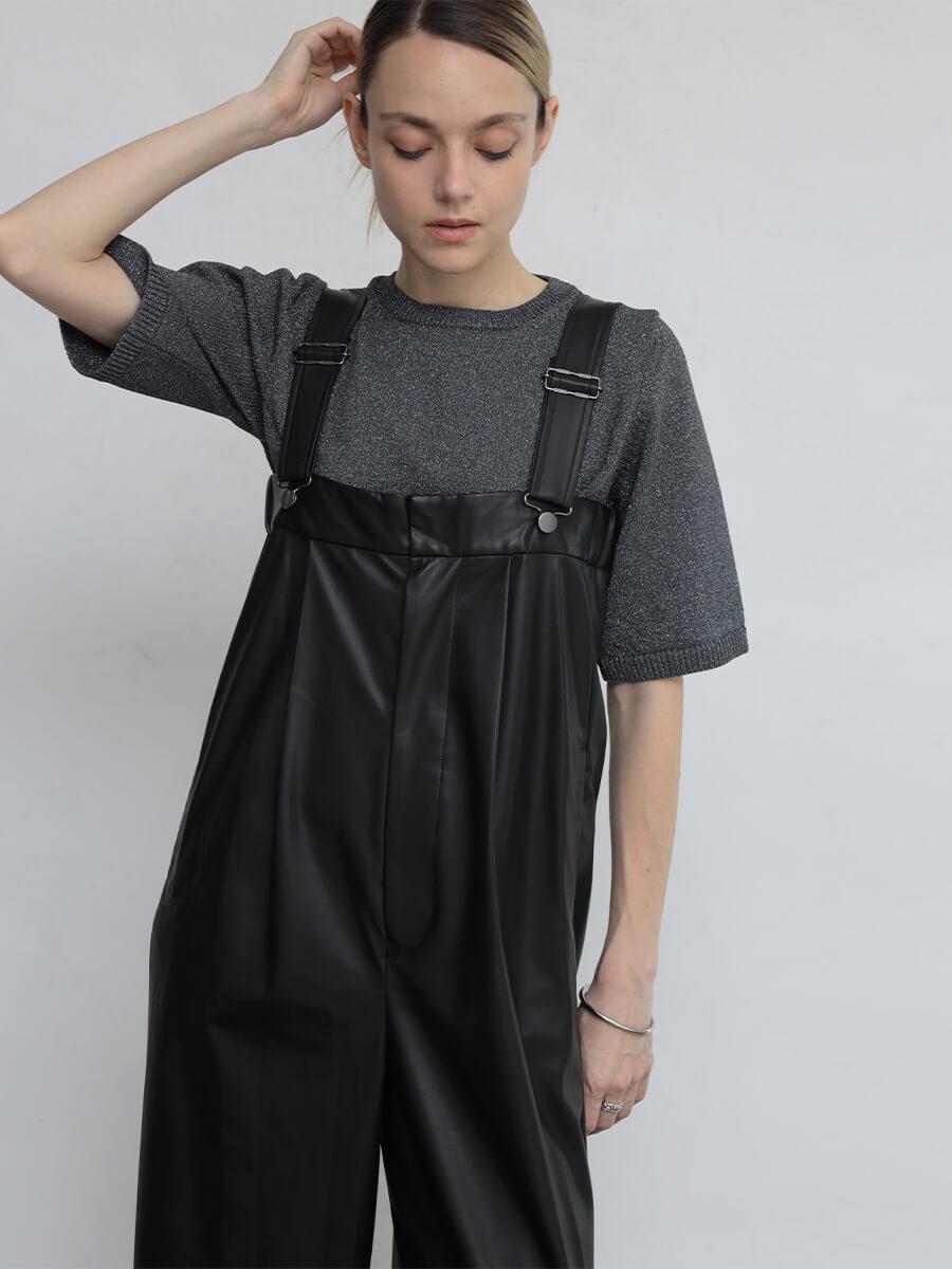 フェイクレザーサロペット YAMADAYA STORE フェイクレザーサロペット YAMADAYA STORE