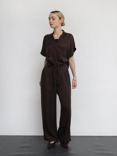 ブラックオールインワン 半袖 ボタン付き SALE】Vネック オールインワン | WOMENS BOTTOMS SALE | YANUK