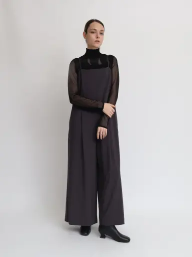 美品Aga Blackフロントタックオールインワンブラックサロペットノースリーブ フロントタックオールインワン - Aga Black - Aga｜YAMADAYA STORE