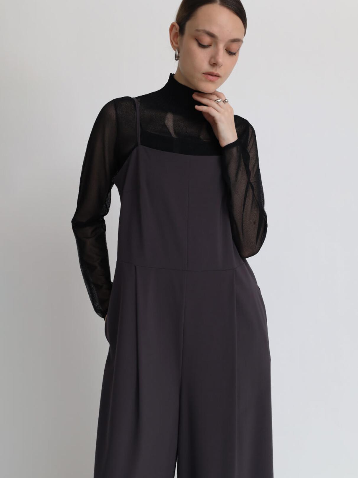 美品Aga Blackフロントタックオールインワンブラックサロペットノースリーブ フロントタックオールインワン - Aga Black - Aga｜YAMADAYA STORE