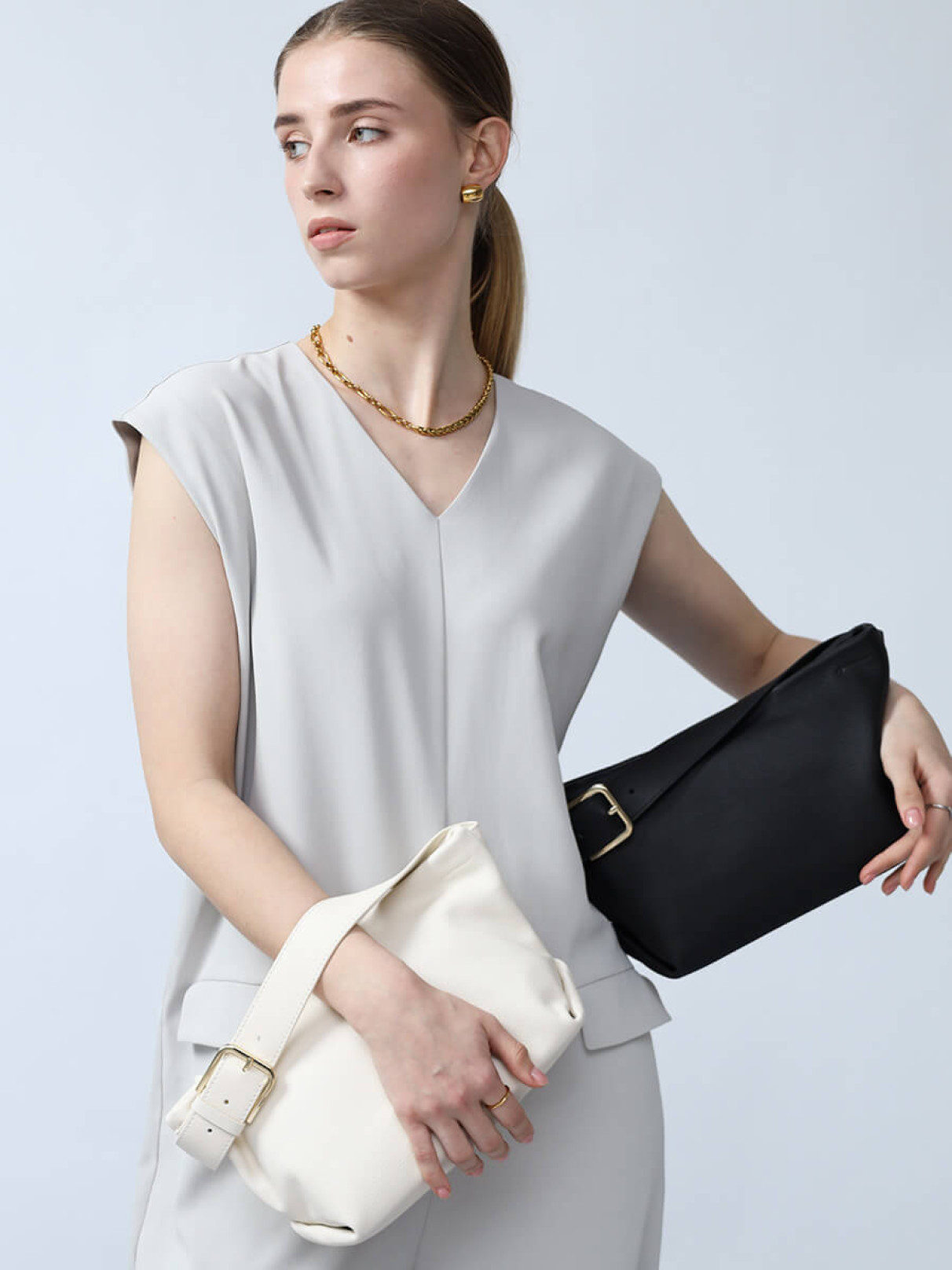 一澤帆布 ショルダー バッグ 未使用品 170 グレー×ベージュ（1122d6  