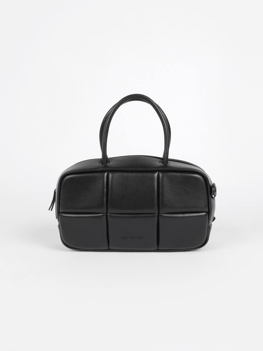 アドカラムPUFF THERR BOSTONブラックハンドバッグ　美品 PUFF THREE BOSTON