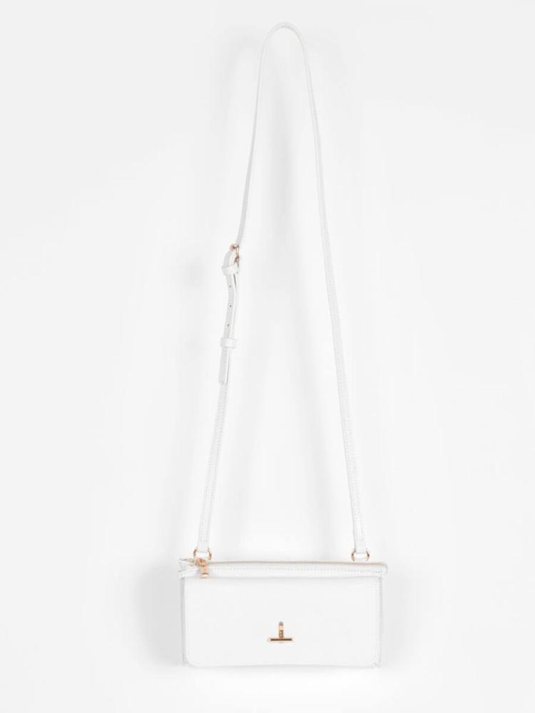 miy】ハイクラス Hロゴ ホワイトレザー ショルダーバッグ ヘンリーハイ