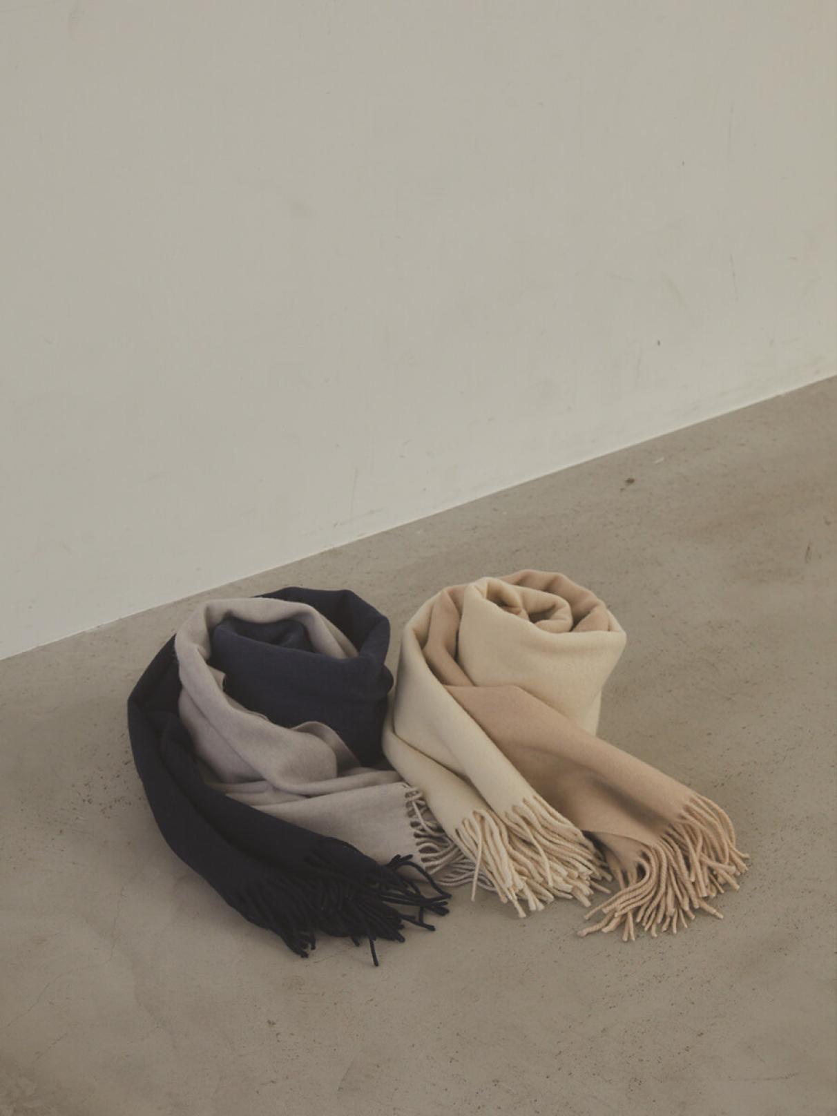 カシミヤ混グラデーションフリンジストール - Aga - Aga｜YAMADAYA STORE