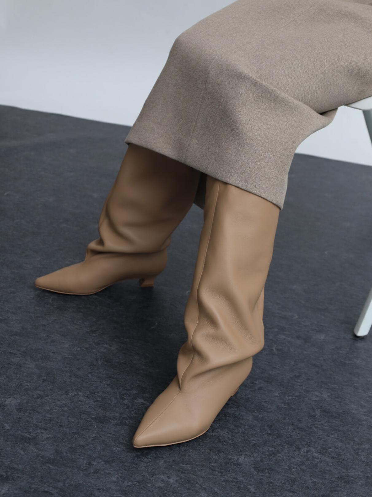 ワイドシャフトレザーロングブーツ - Aga - Aga｜YAMADAYA STORE