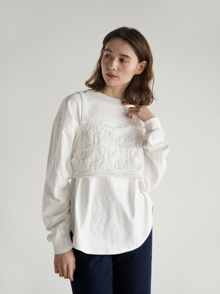 Tape yarn crochet knit bustier - FIKA. - FIKA.｜YAMADAYA STORE
