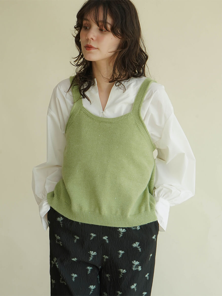 Back ribbon knit bustier YAMADAYA STORE Back ribbon knit bustier YAMADAYA STORE