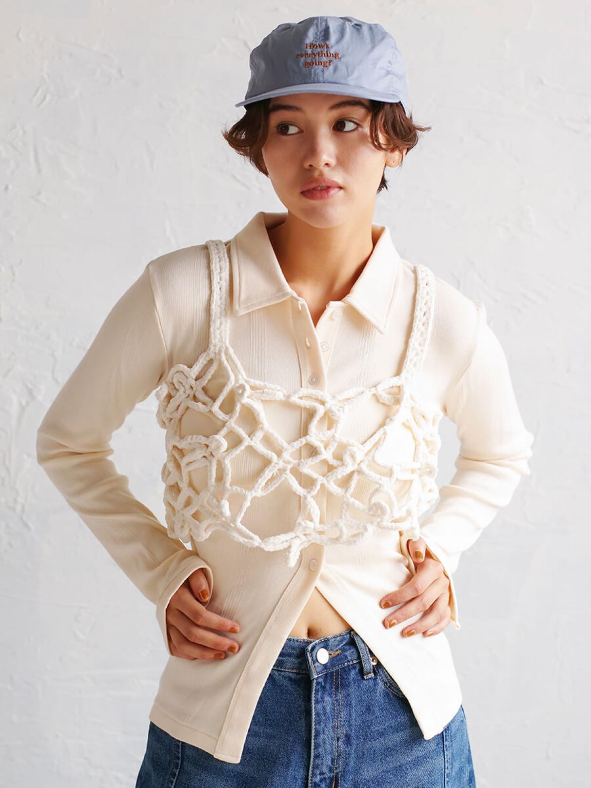 Flower motif knit bustier - FIKA. - FIKA.｜YAMADAYA STORE