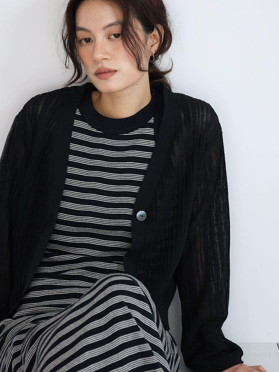 Sheer rib knit cardigan