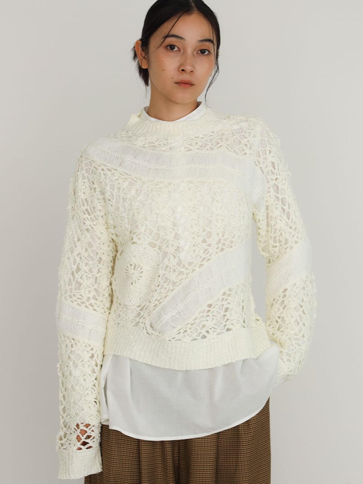 Textured openwork knit pullover - FIKA. - FIKA.｜YAMADAYA STORE