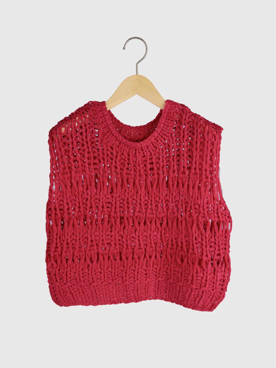 Open knit vest