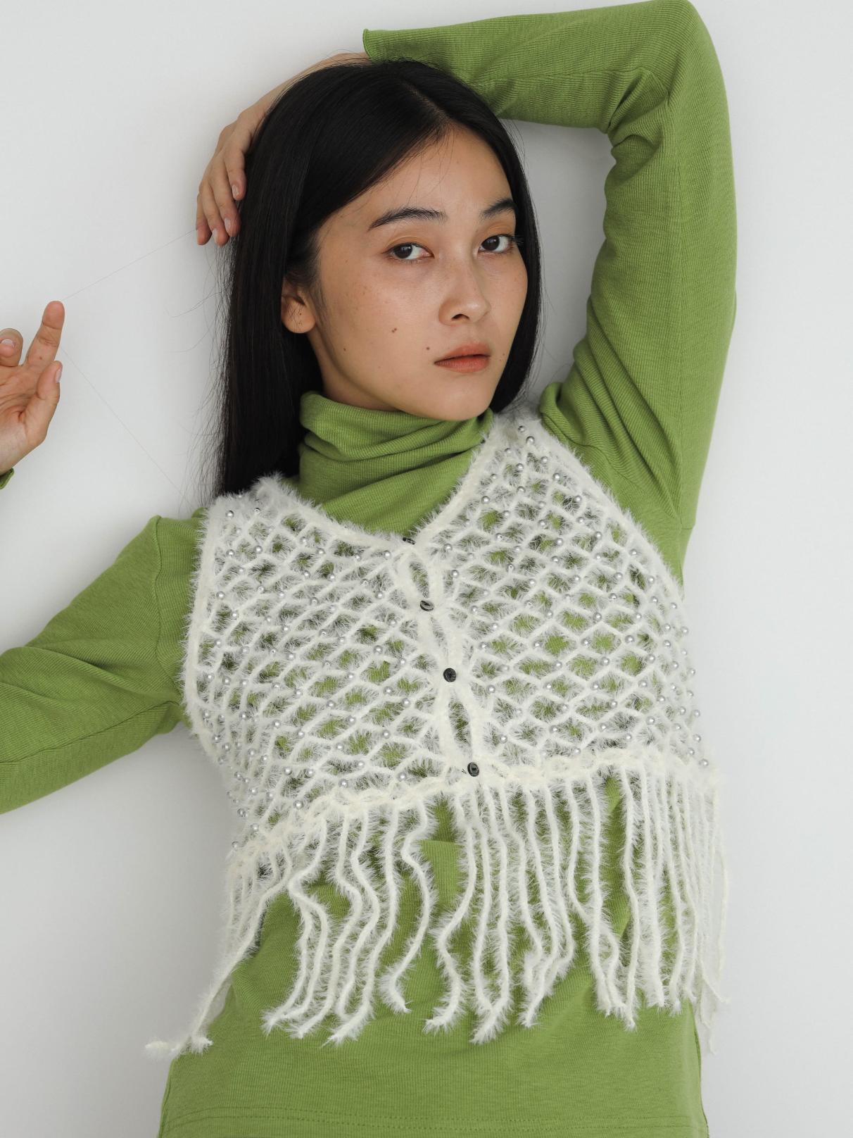 Shaggy mesh pearl vest - FIKA. - FIKA.｜YAMADAYA STORE
