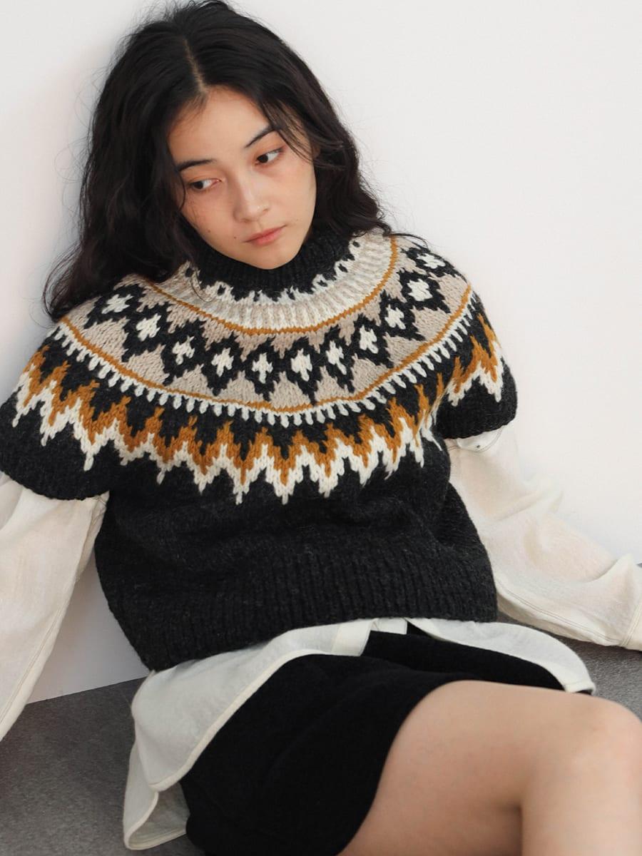 Fair isle cropped hand knit