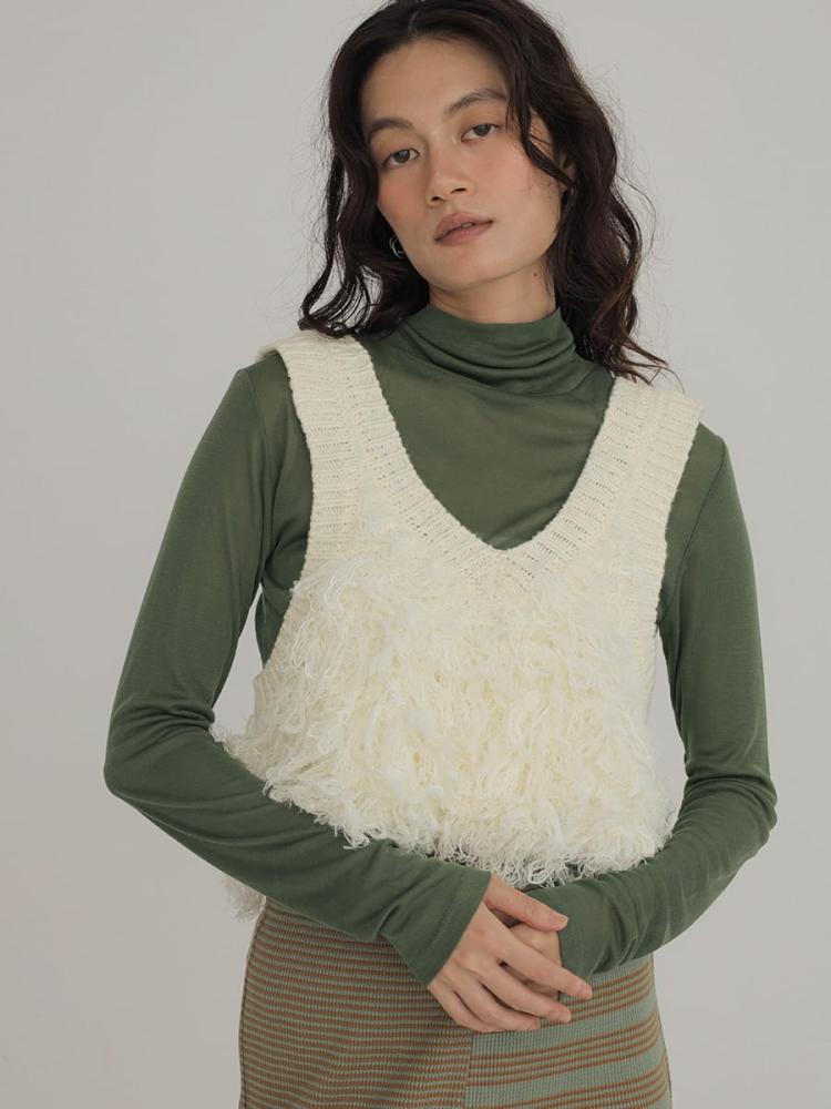 Loop fringe knit vest - FIKA. - FIKA.｜YAMADAYA STORE