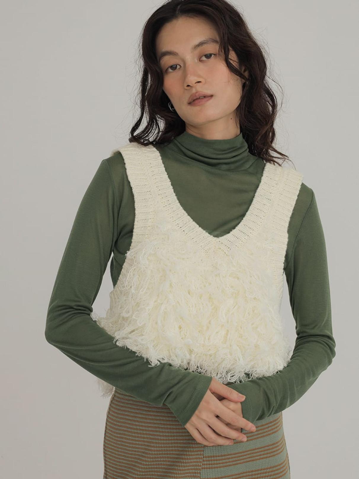 Loop fringe knit vest - FIKA. - FIKA.|YAMADAYA STORE Loop fringe knit vest - FIKA. - FIKA.|YAMADAYA STORE