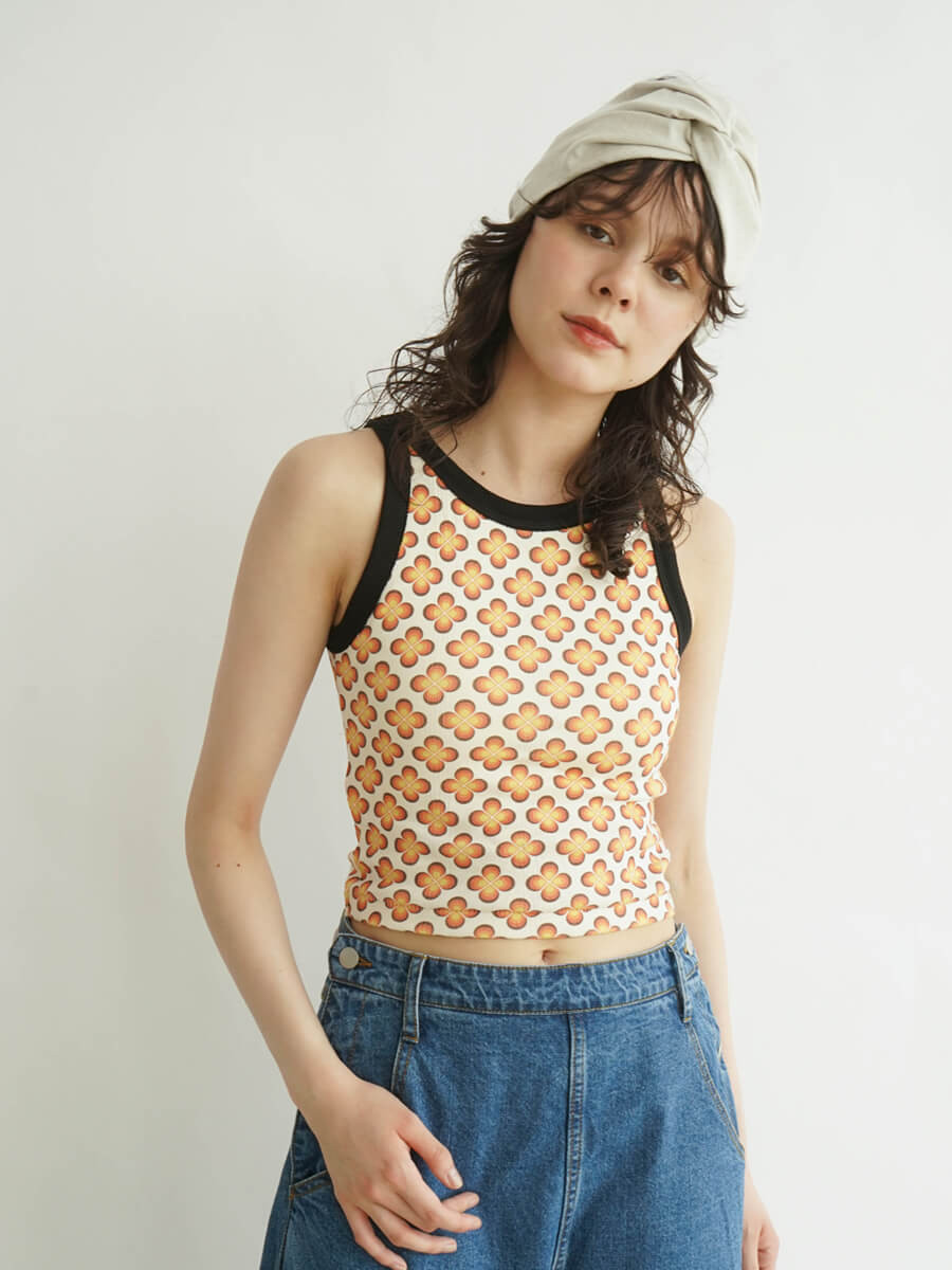 Flower american sleeve tank top YAMADAYA STORE Flower american sleeve tank top YAMADAYA STORE