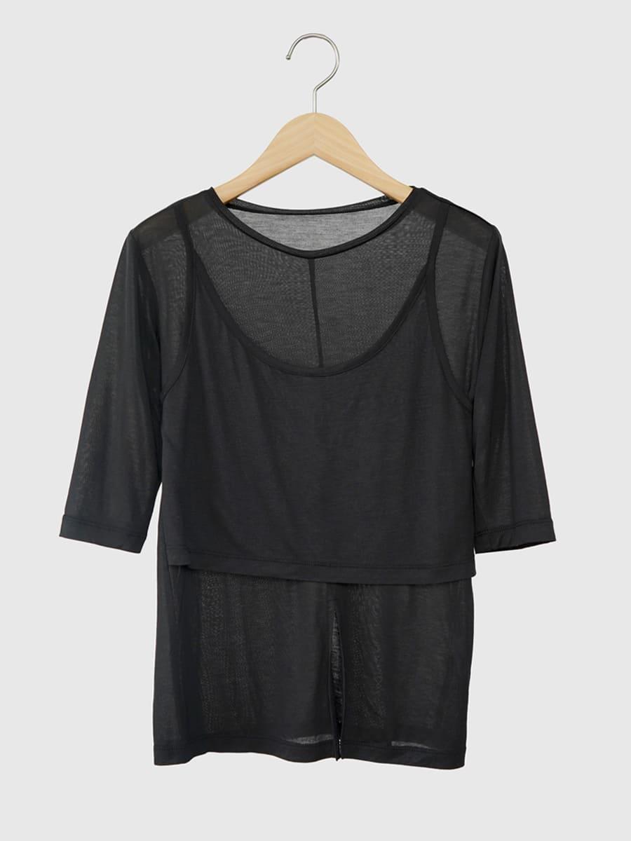 Sheer tank layered pullover