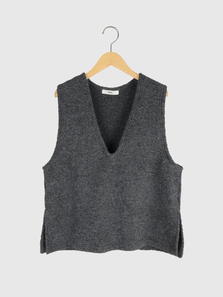 Wool blend v-neck vest - FIKA. - FIKA.｜YAMADAYA STORE