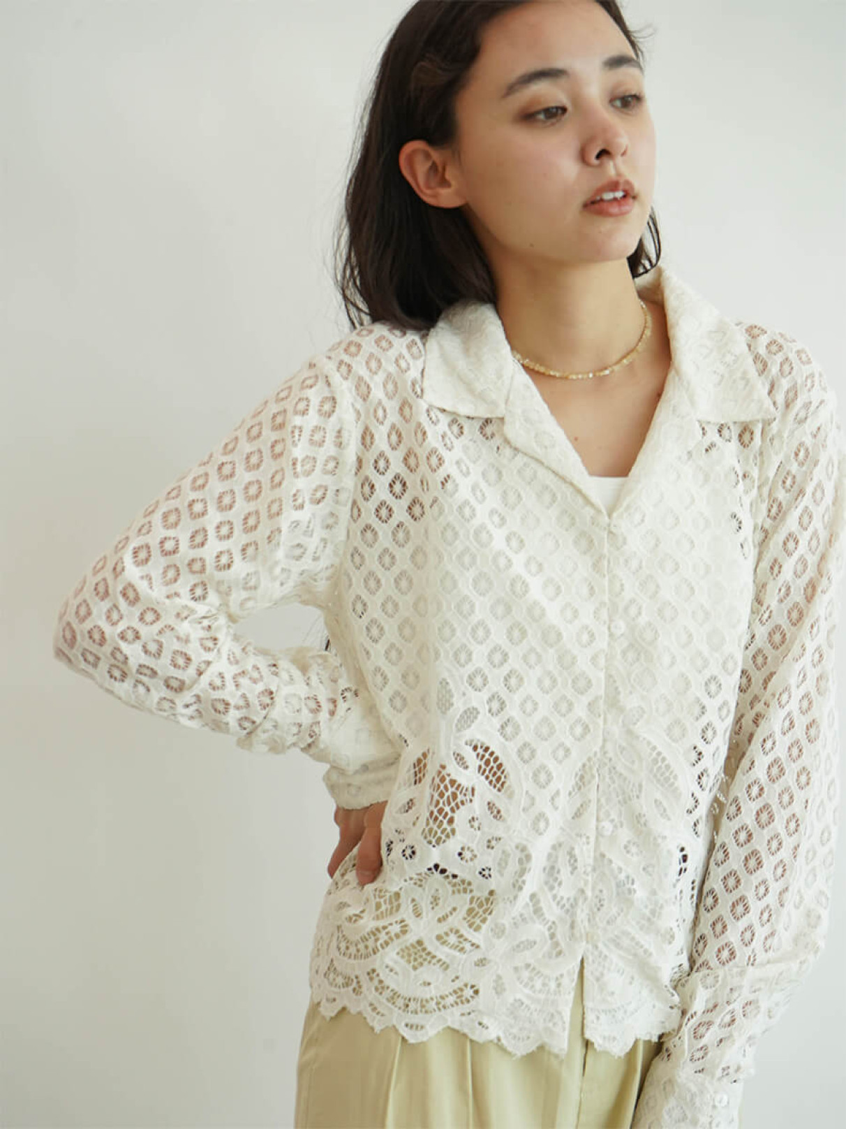 フィーカ　クロシェレースシャツ Crochet lace shirt - FIKA. - FIKA.｜YAMADAYA STORE
