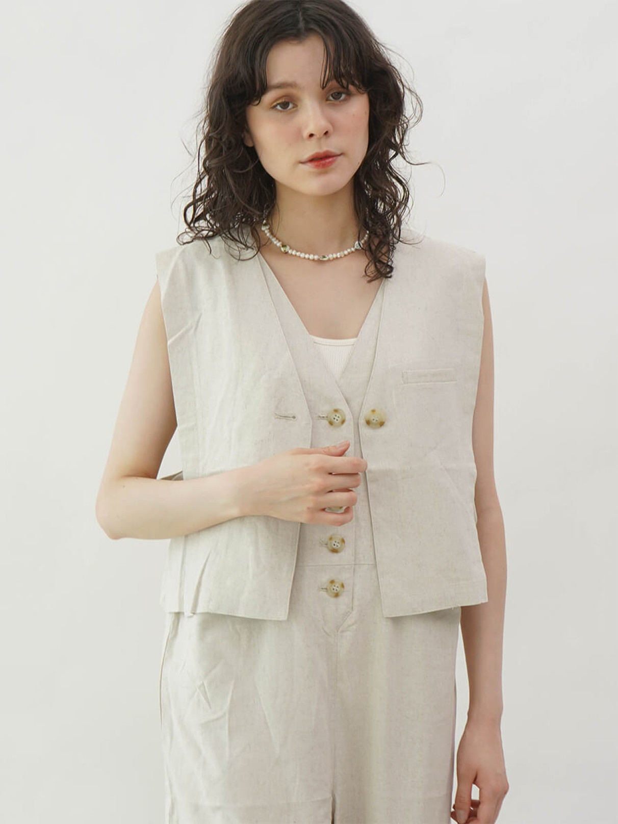 極美品 JilSander Flax Blend Buttonless Vest Linen blend short vest - FIKA. - FIKA.｜YAMADAYA STORE