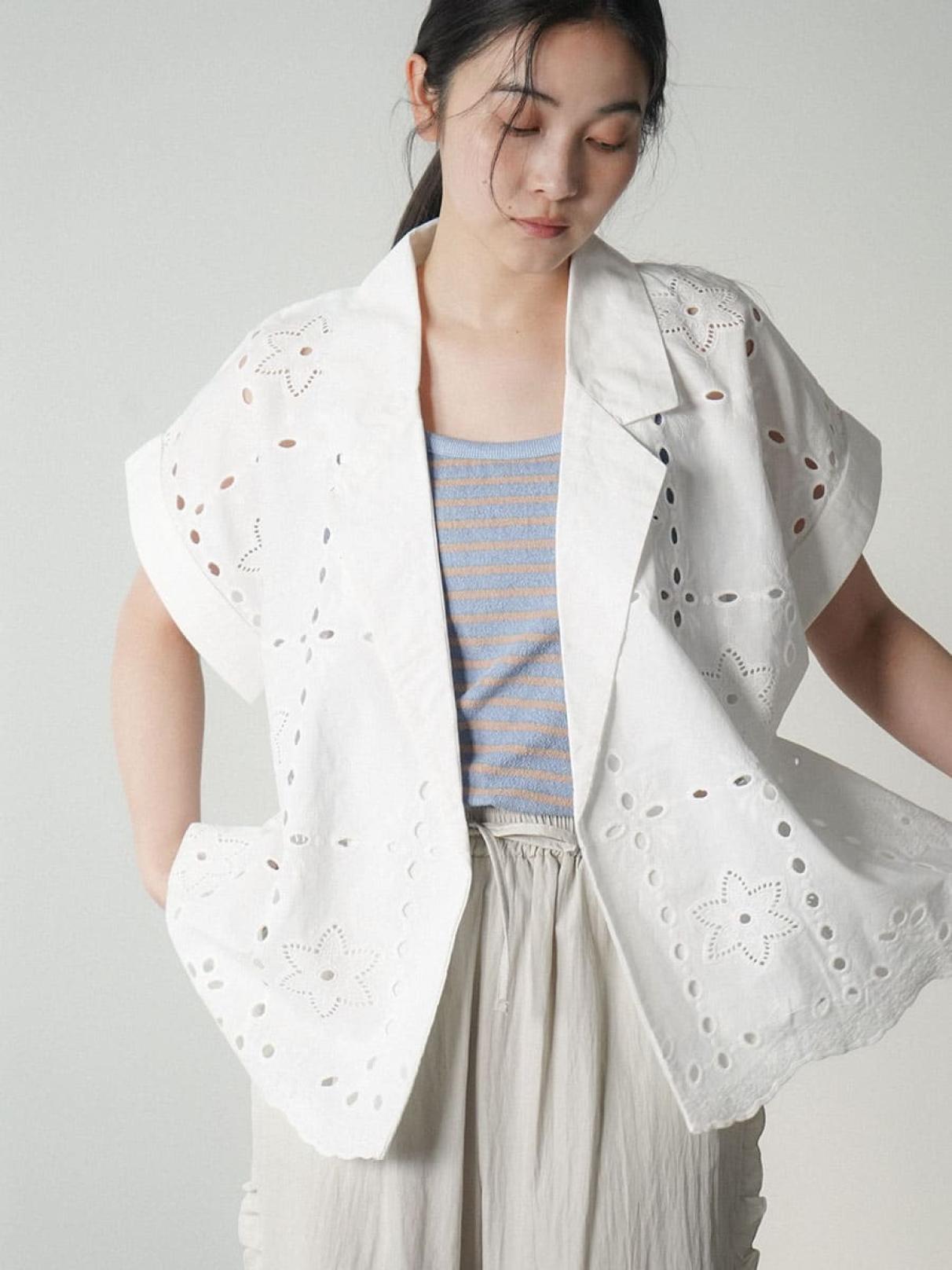 Cutwork lace cotton jacket - FIKA. - FIKA.｜YAMADAYA STORE