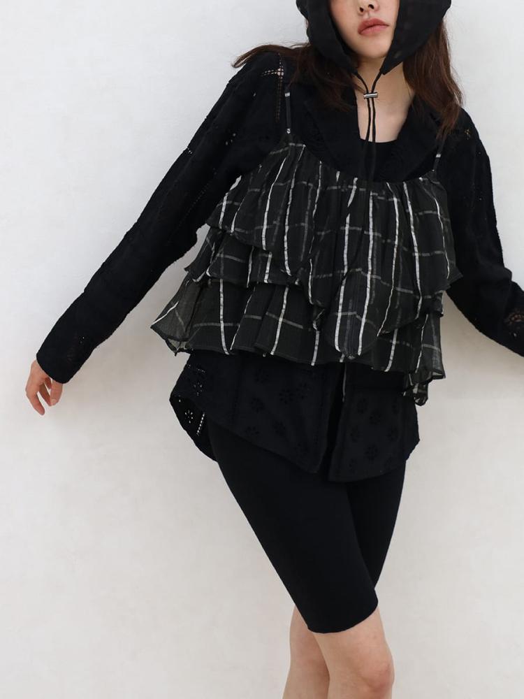 Sheer checkered frill camisole - FIKA. - FIKA.｜YAMADAYA STORE
