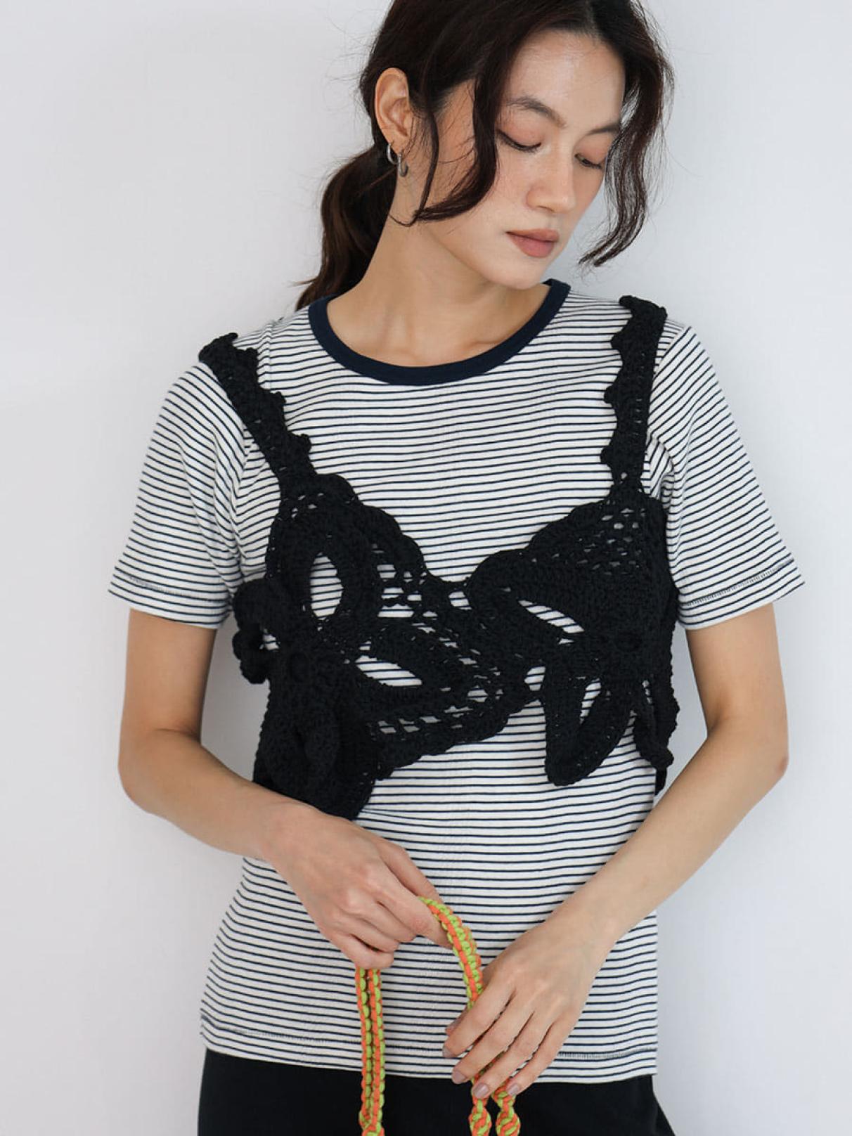 Flower crochet knit Bustier - FIKA. - FIKA.｜YAMADAYA STORE