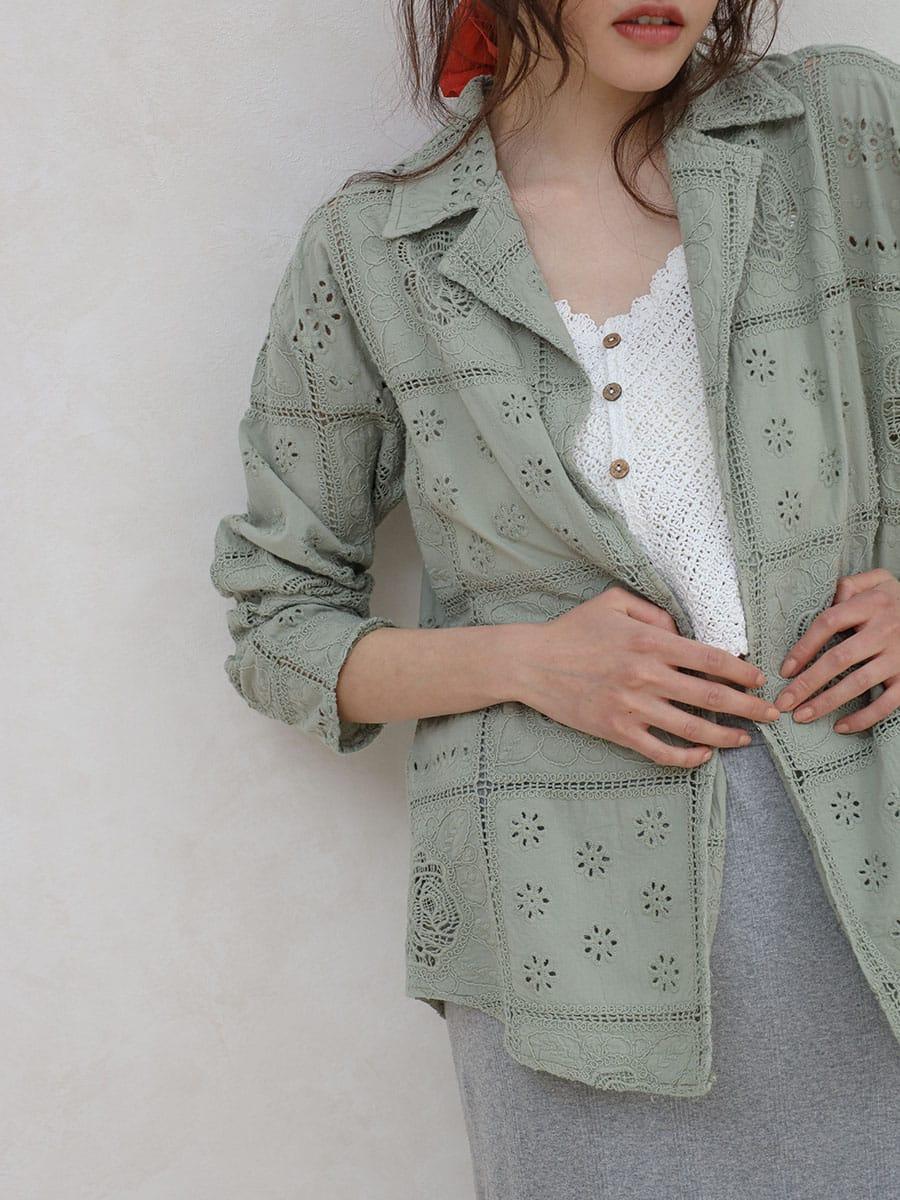 Cotton lace tailored jacket