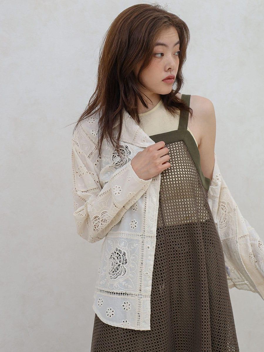Cotton lace tailored jacket