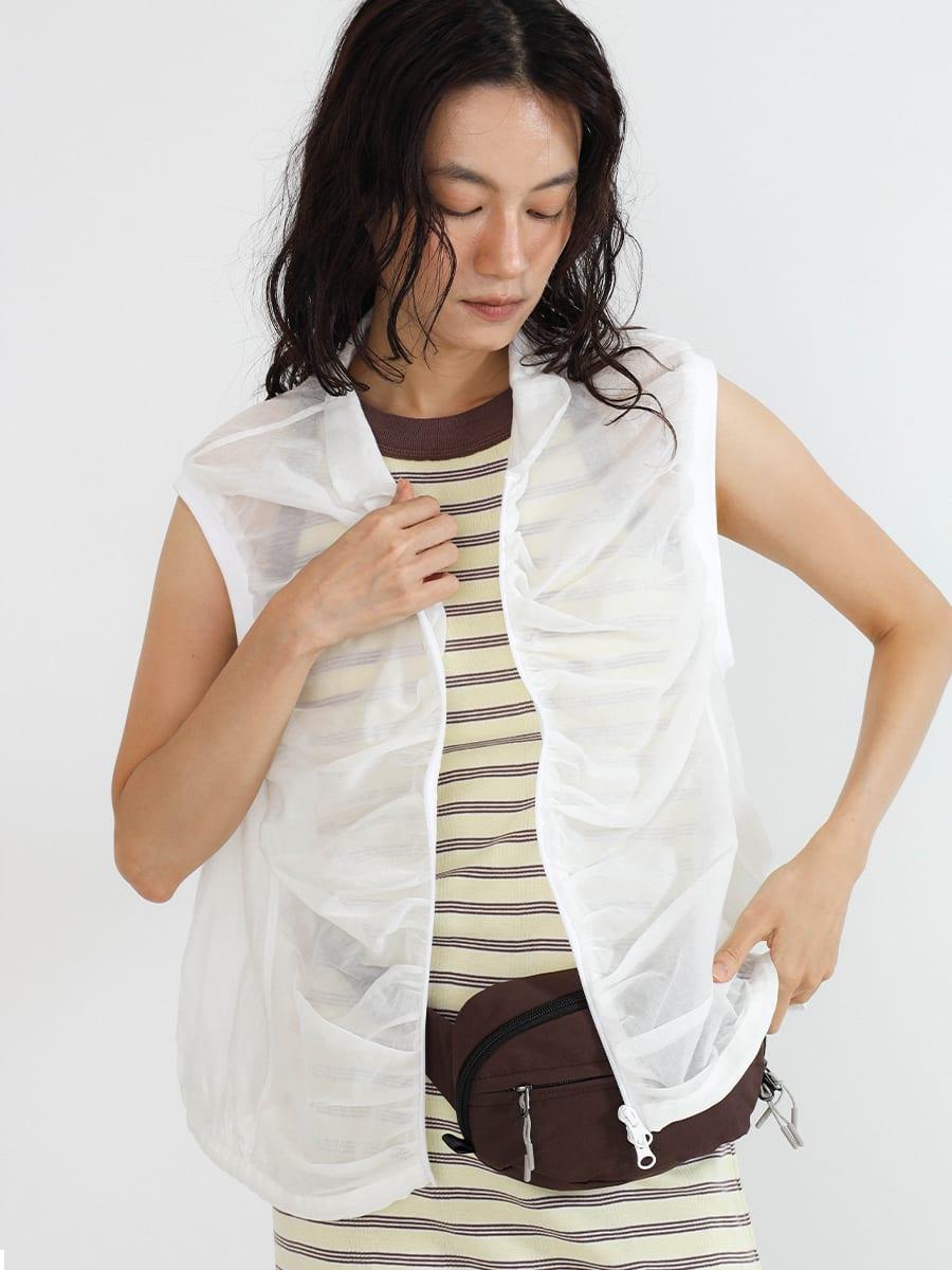 Gather sheer vest