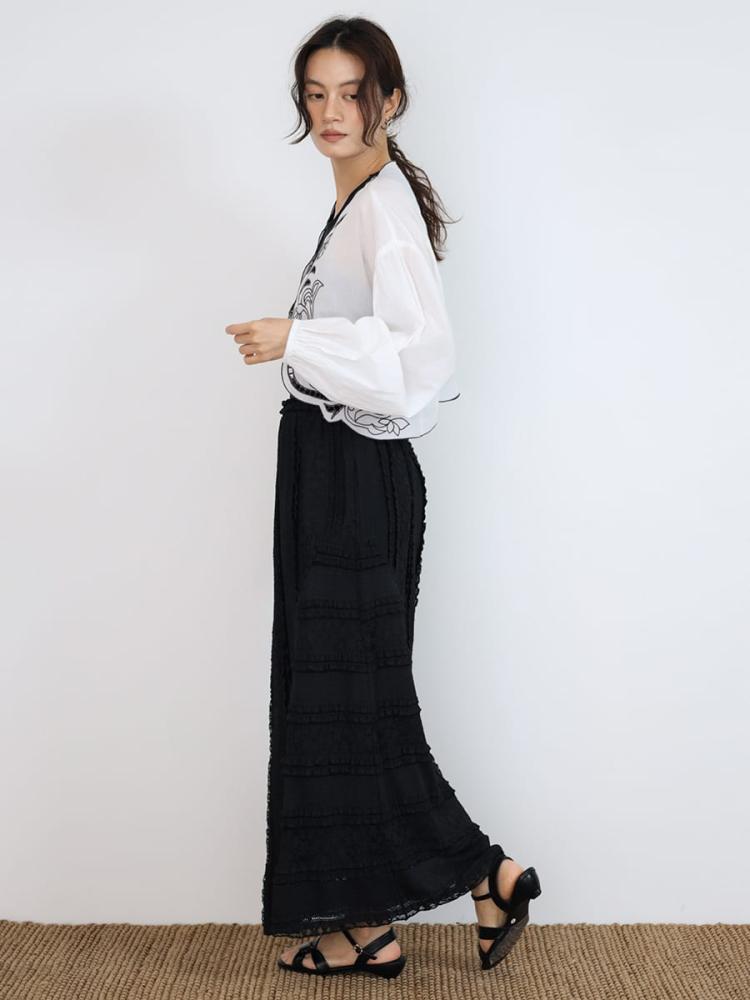 Lace panel frill skirt - FIKA. - FIKA.|YAMADAYA STORE Lace panel frill skirt - FIKA. - FIKA.|YAMADAYA STORE