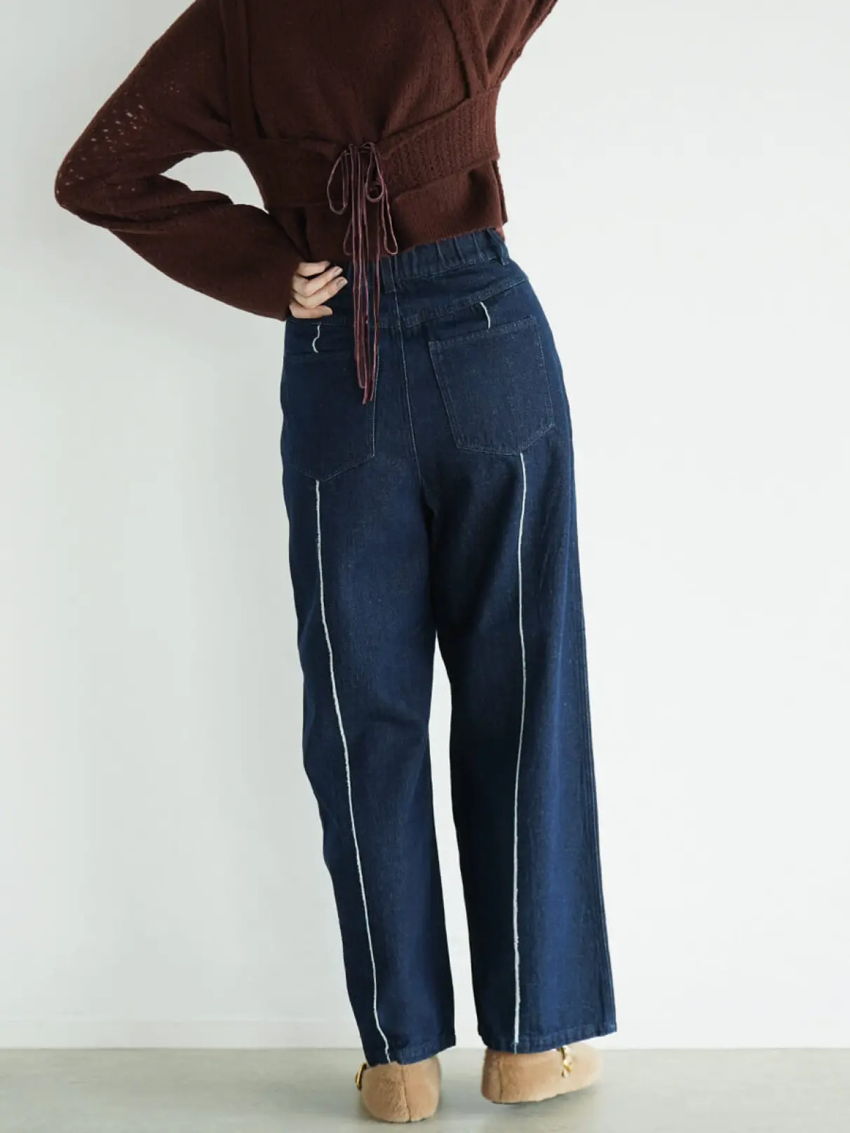 Center fringe wide denim pants - FIKA. - FIKA.｜YAMADAYA STORE
