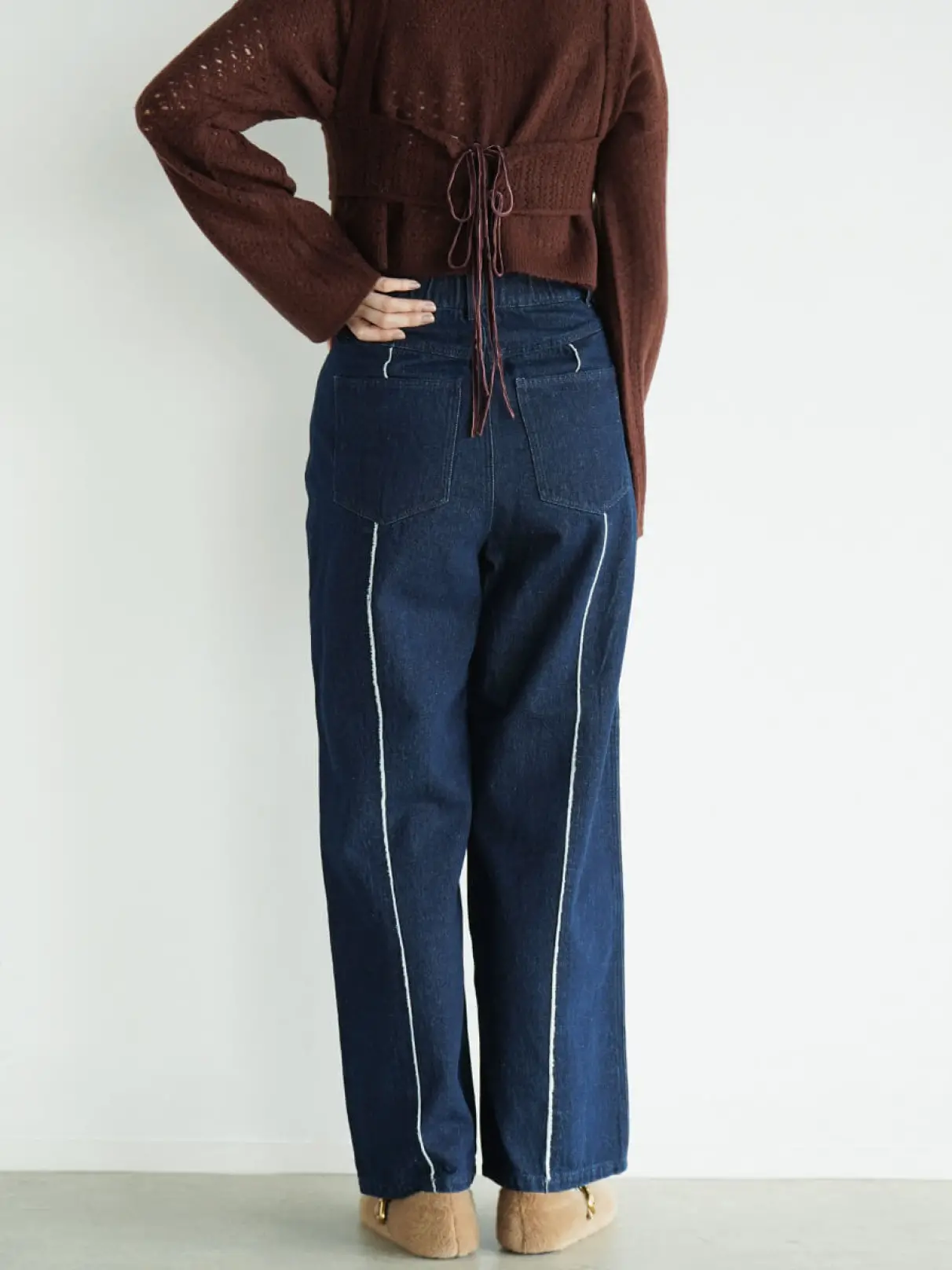 Center fringe wide denim pants - FIKA. - FIKA.|YAMADAYA STORE Center fringe wide denim pants - FIKA. - FIKA.|YAMADAYA STORE
