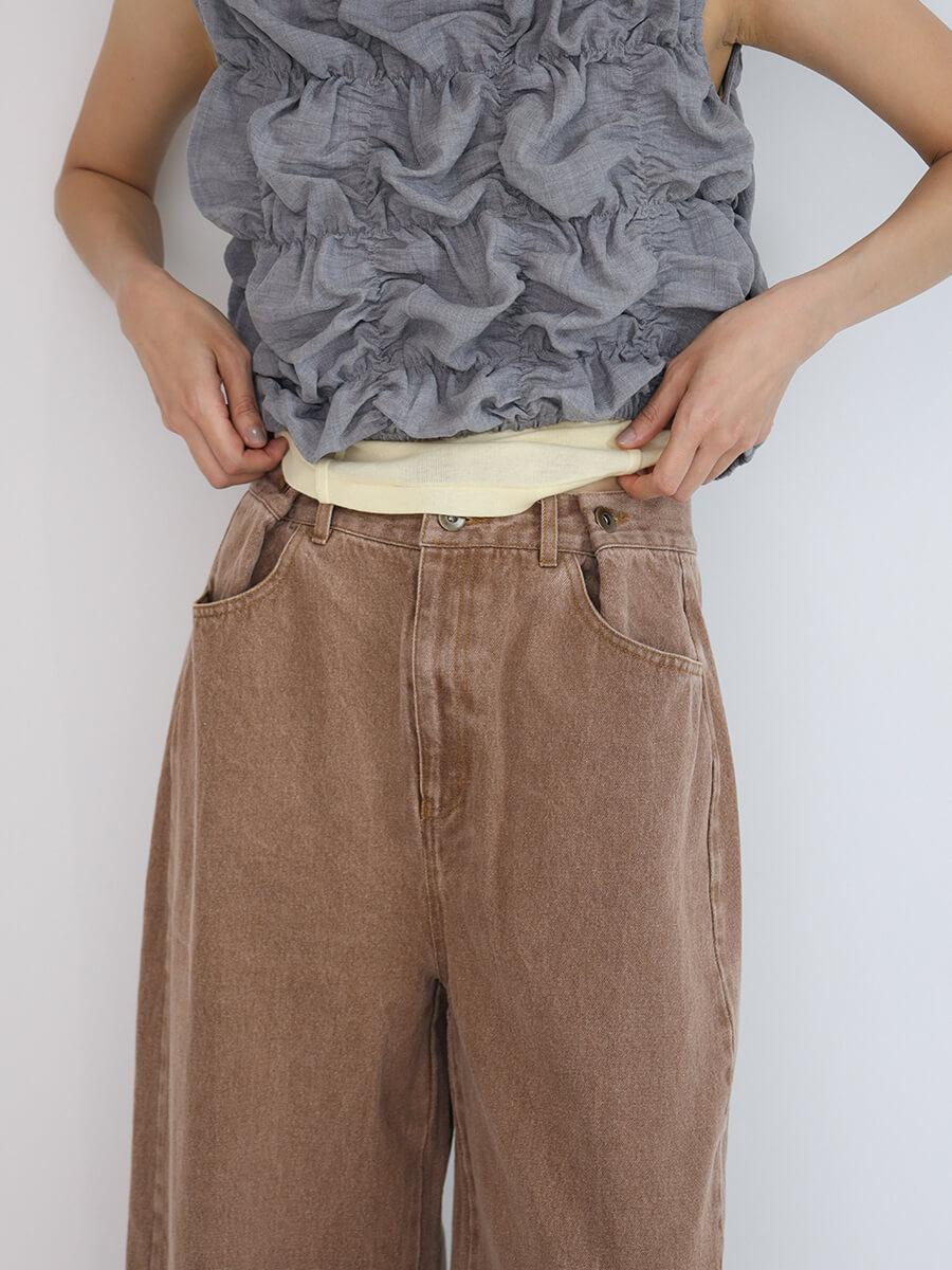 Waist tuck fade denim pants