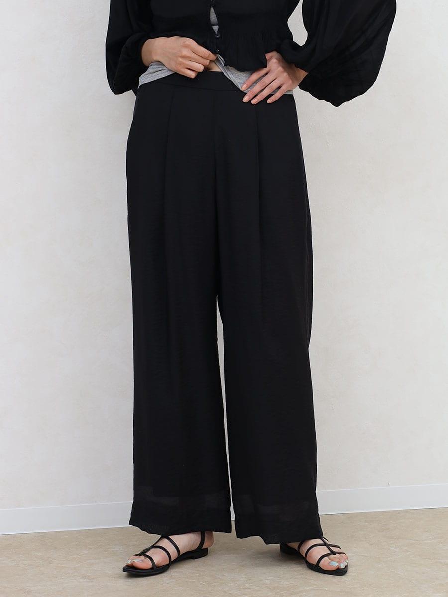 Sheer tucked wide pants