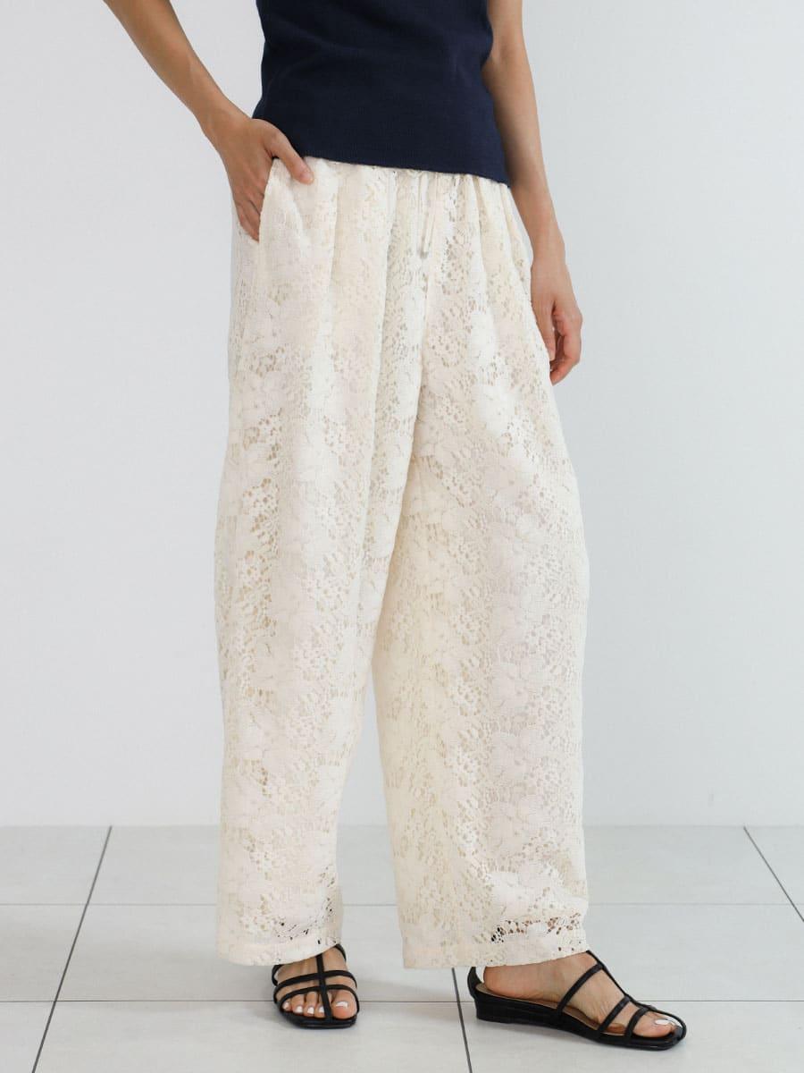 Brushed floral lace pants