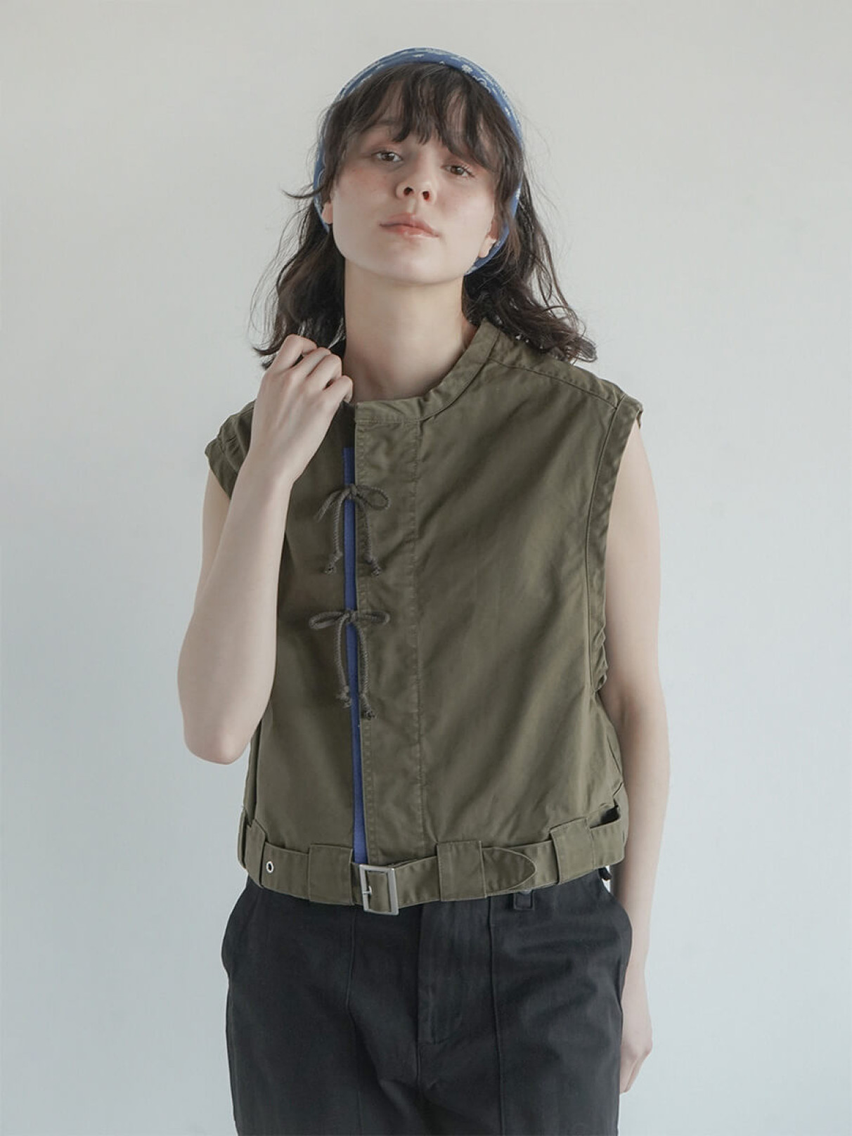 ベスト ジレ Front ribbon military vest レディース Front ribbon military vest - FIKA. - FIKA.｜YAMADAYA STORE